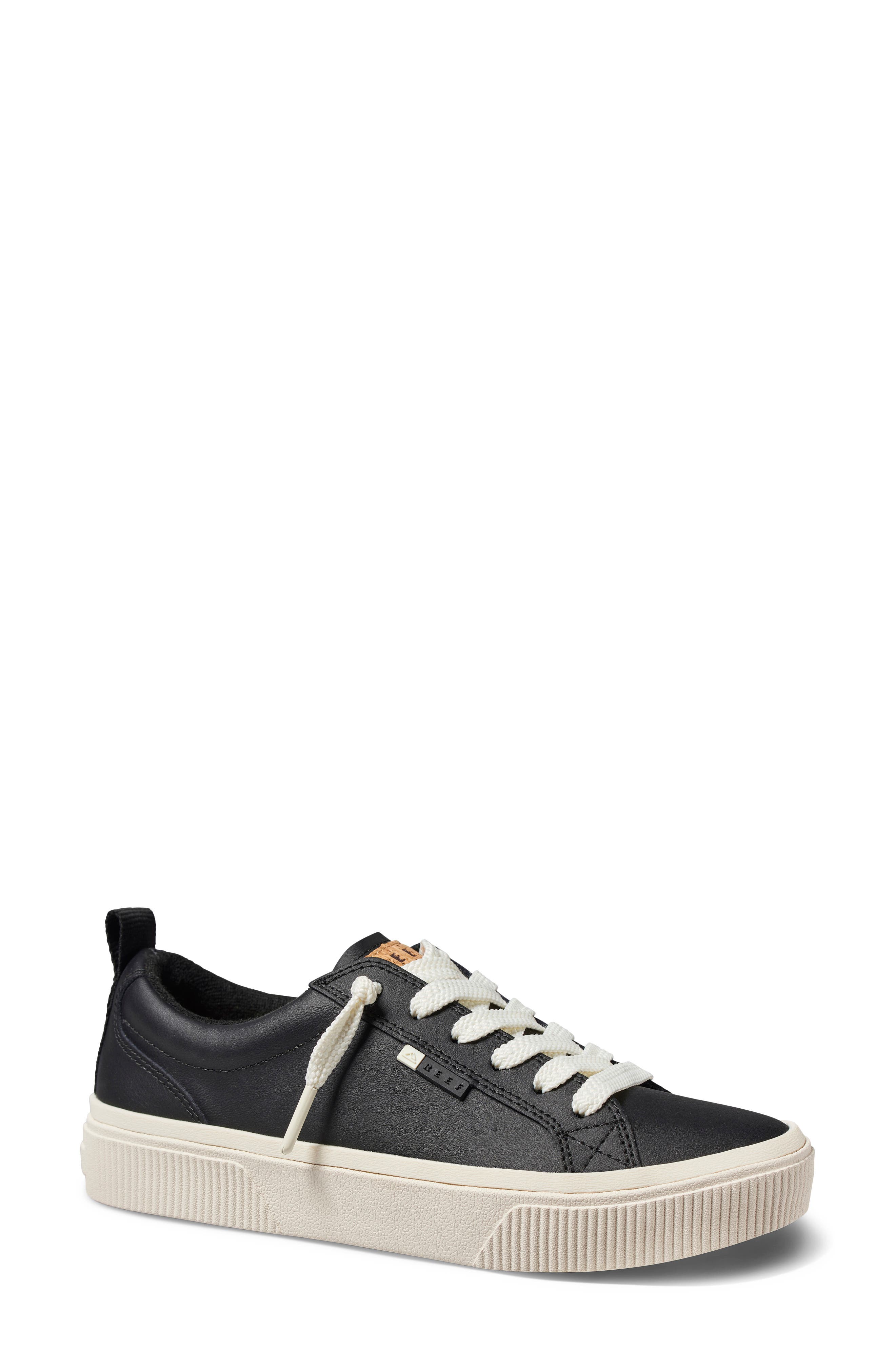 Reef Lay Day Dawn Sneaker, Main, color, Black Leather