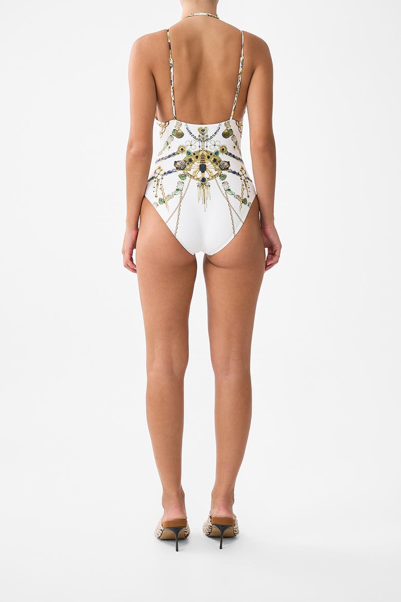 Multi Strap Halter Tri One Piece With Trim, Alternate, color, Chain Gang