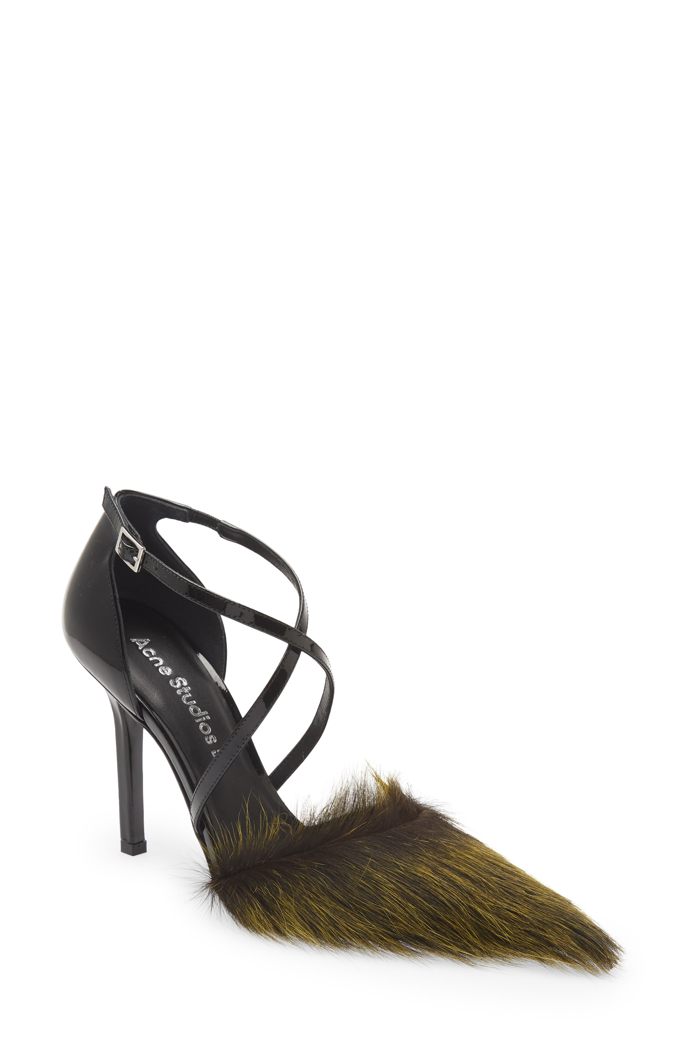Acne Studios Bepointy Faux Fur Pump, Main, color, 