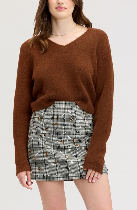 Deep V-Neck High Rib Sweater