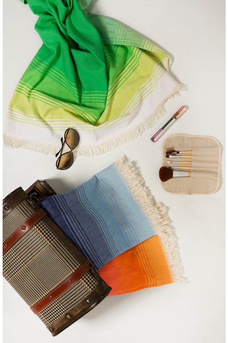 Reef Stripe Hand Loomed Cotton Beach Towel, Alternate, color, GREEN