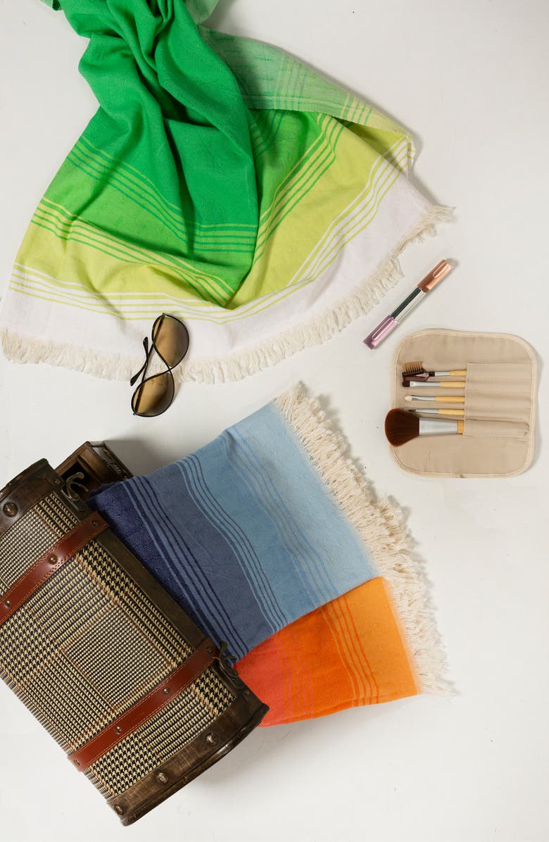 Mediterien Deep Reef Stripe Hand Loomed Cotton Beach Towel, Alternate, color, 