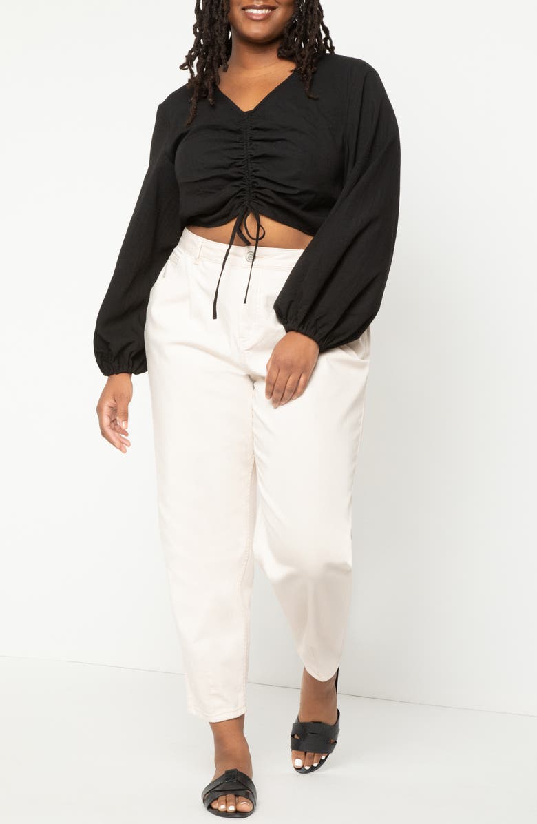 ELOQUII Ruched V-Neck Crop Top, Alternate, color,