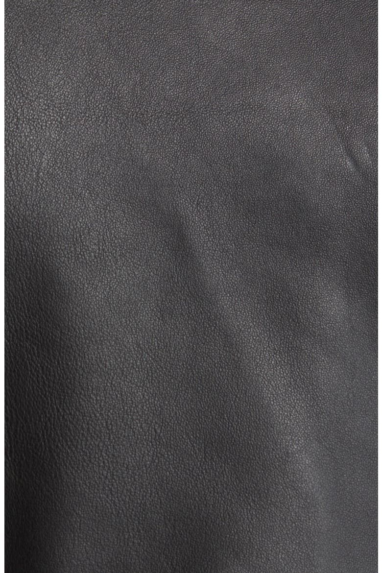 Long Leather Moto Jacket, Alternate, color, BLACK