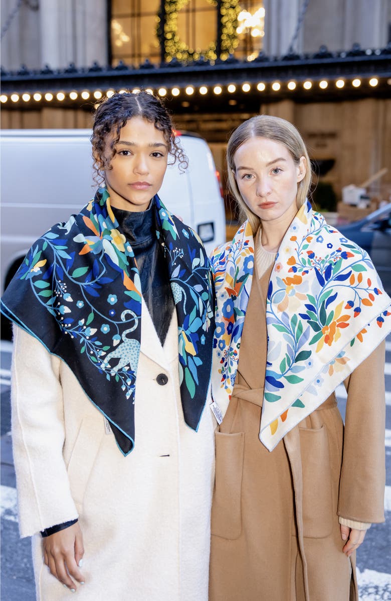 Jessie Zhao New York Double Sided Wool Silk Scarf Of Night Jungle Reverie, Alternate, color, 