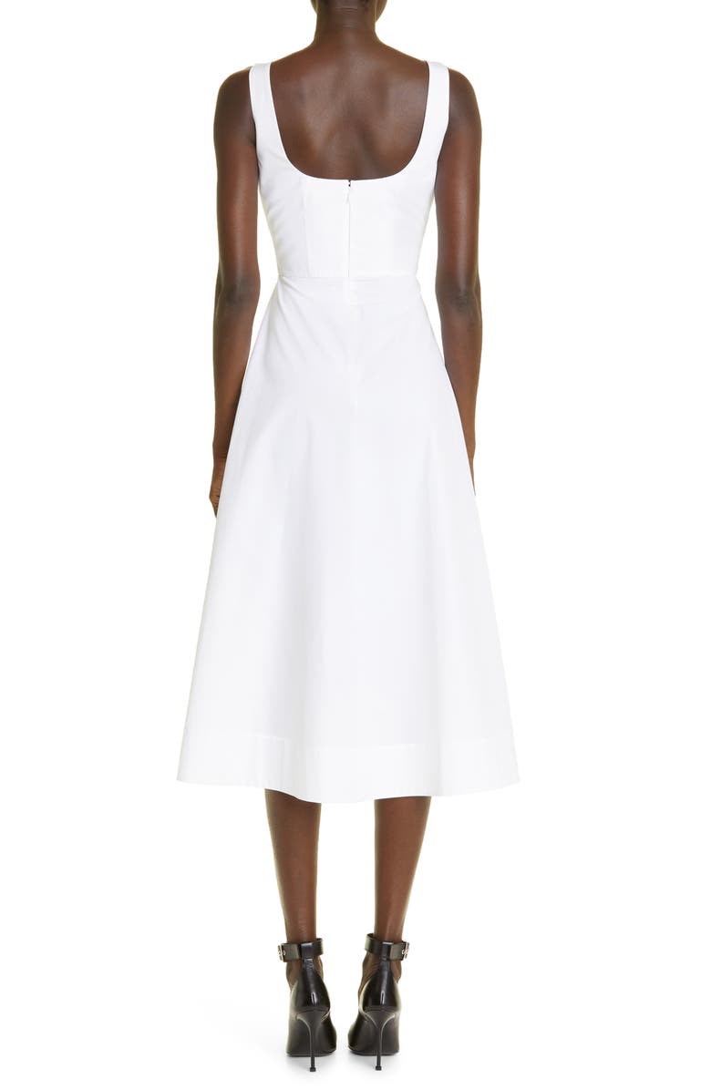 McQueen Asymmetric Cotton Poplin Midi Dress, Alternate, color, 