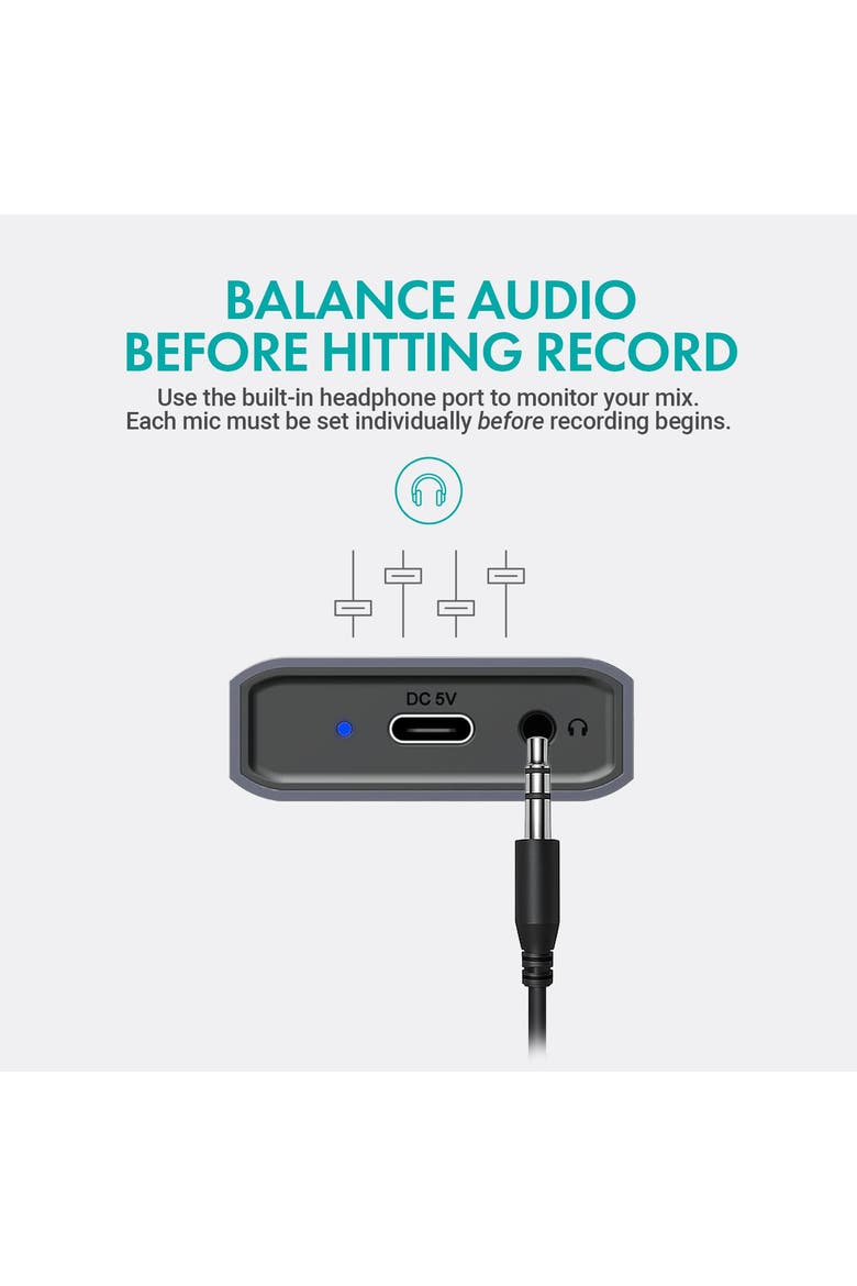 USB Podcast Equipment Bundle for 4 with USB Interface with 4 Condenser Microphones, Alternate, color, Black