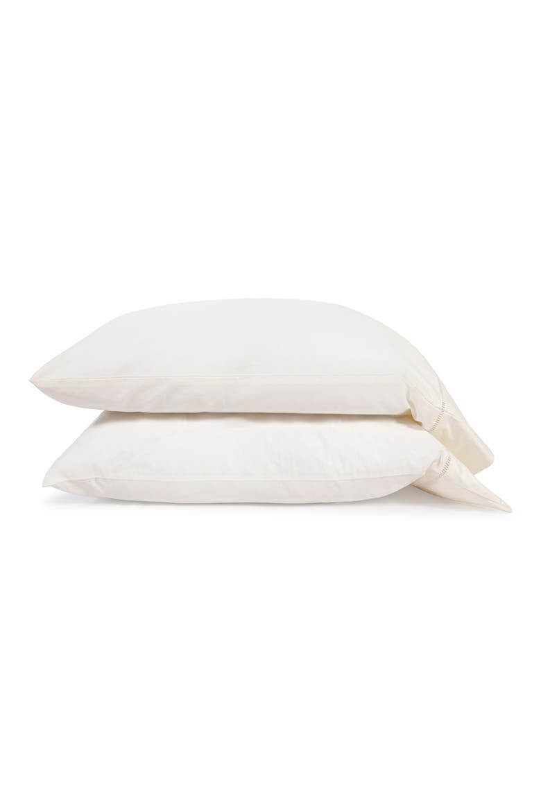 Como Set of 2 Ladder Stitch Cotton Sateen Pillowcases, Main, color, WHITE