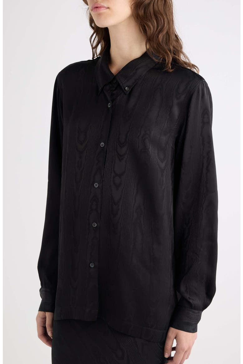 Cheers Moiré Button-Down Shirt, Alternate, color, BLACK