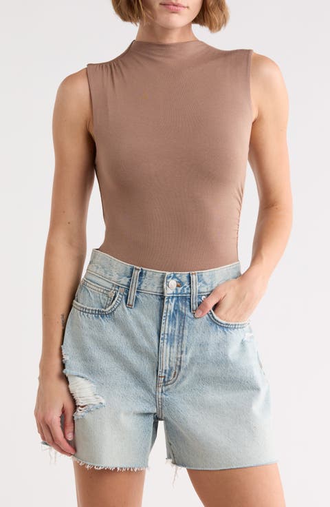 Side Cinched Mock Neck Top