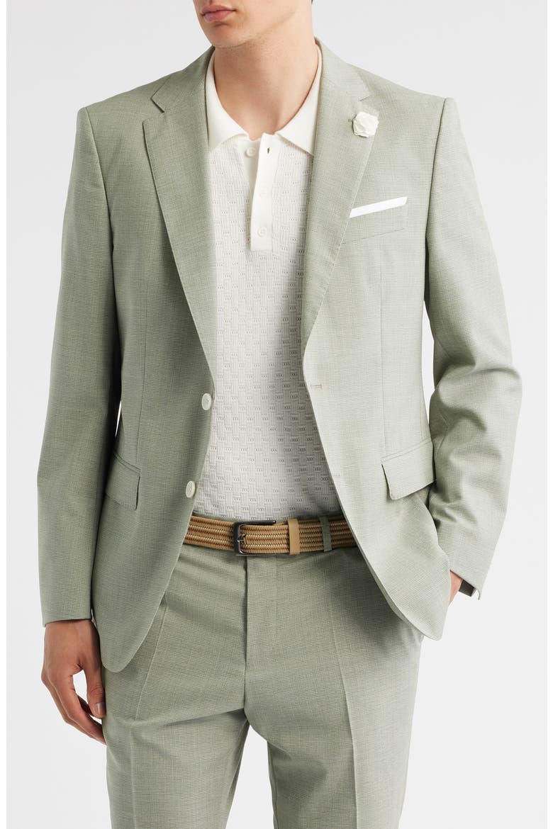 Hutson Slim Fit Microcheck Wool Blend Sport Coat, Main, color, MED GRN