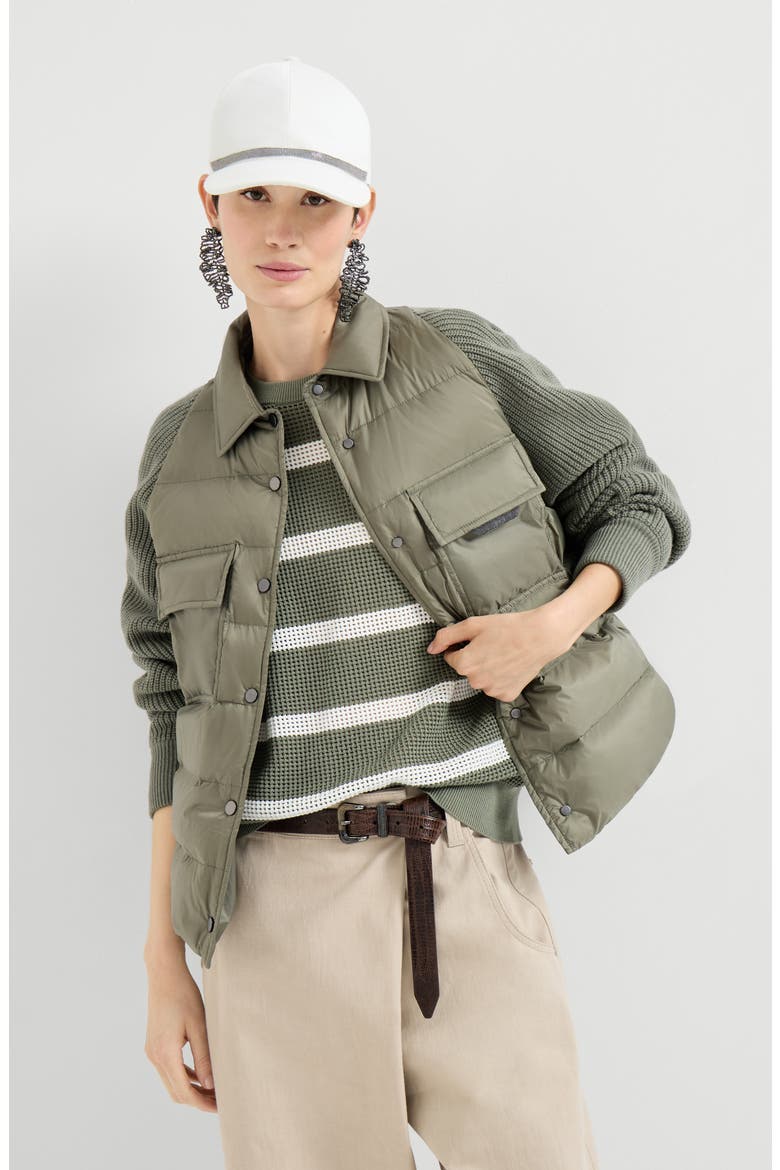 Nylon down jacket with monili, Alternate, color, Green