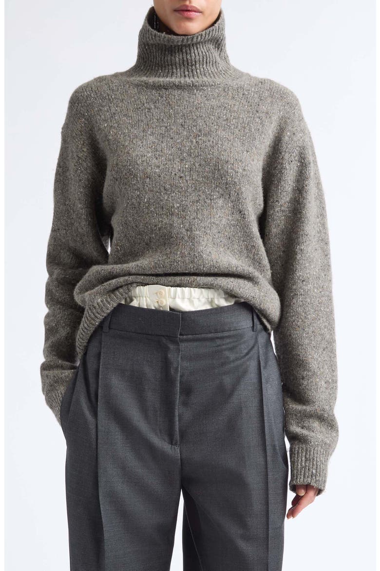 Wool Blend Mouliné Turtleneck Sweater, Main, color, GREY MOULINE