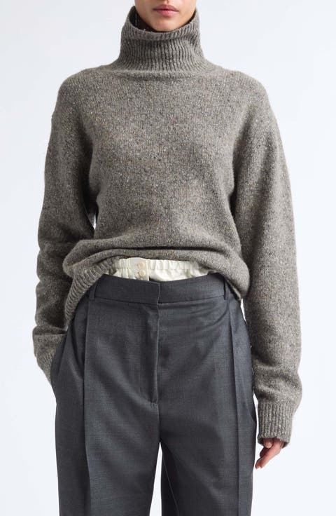 Wool Blend Mouliné Turtleneck Sweater