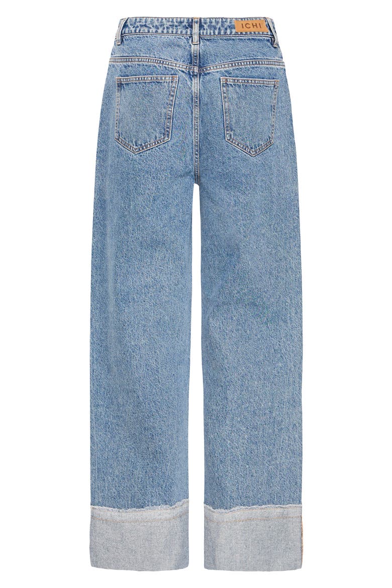 Foldover Cuff Wide Leg Jeans, Alternate, color, WASHED MED BLUE
