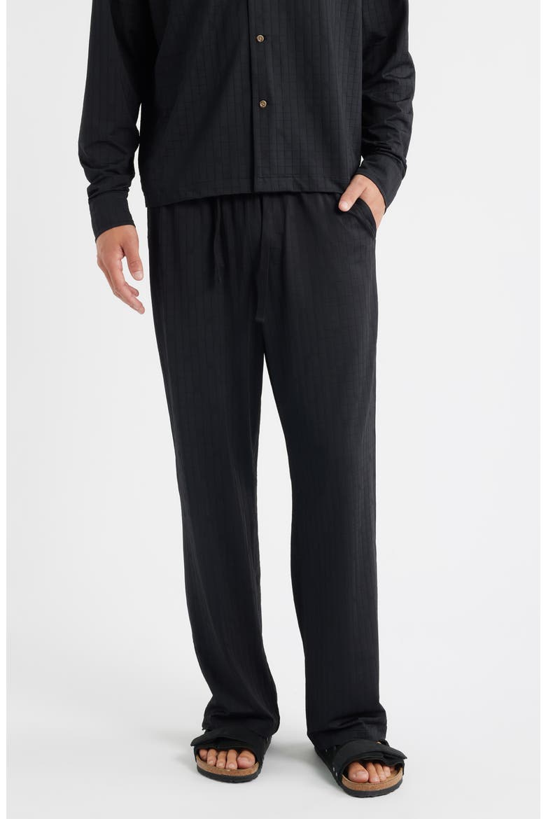 Francis Grid Stretch Nylon Blend Drawstring Pants, Main, color, BLACK