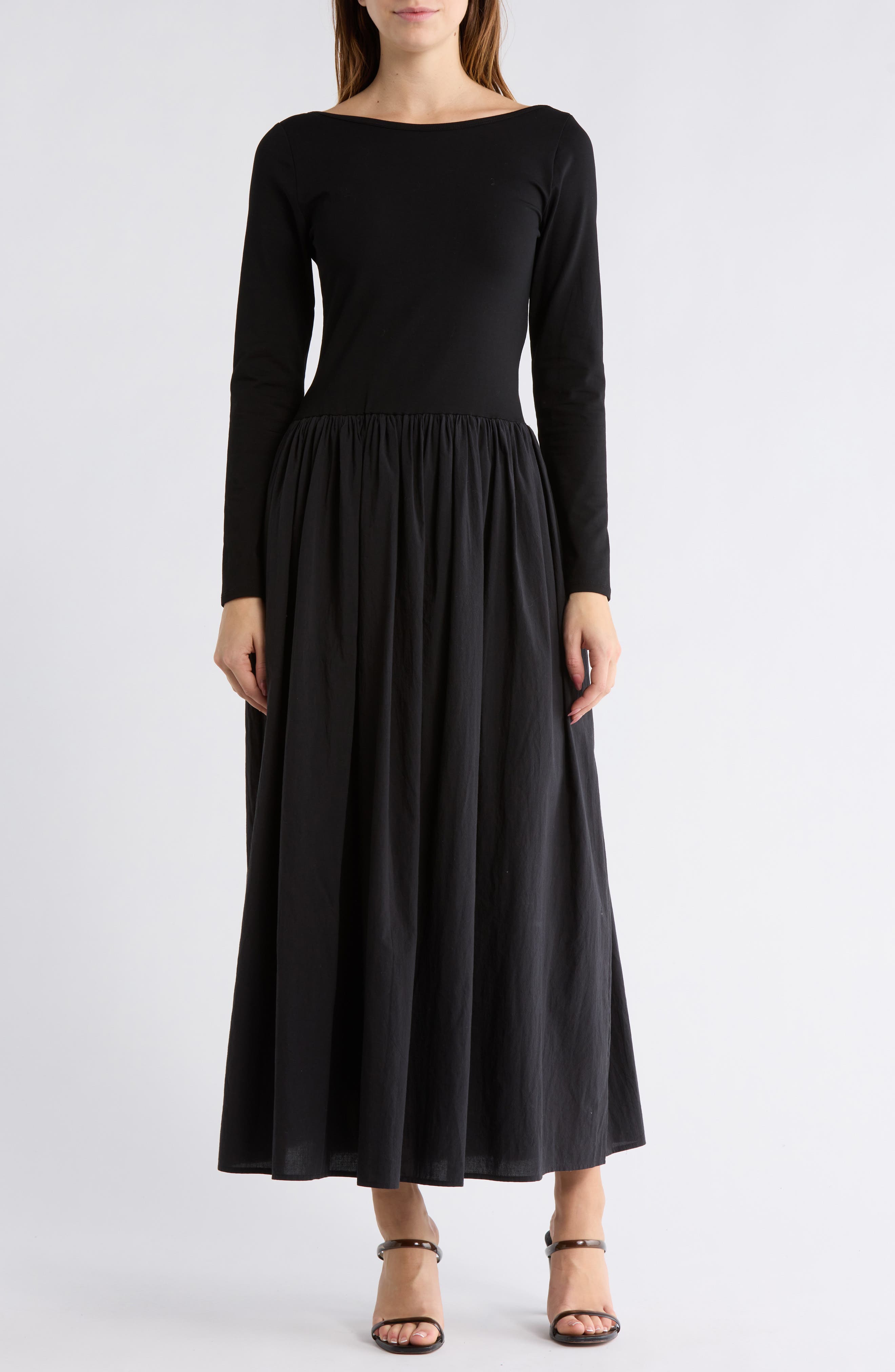 WAYF Colorblock Long Sleeve Dress