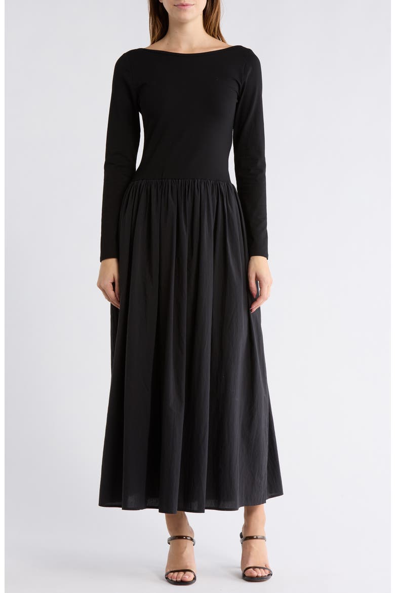 Colorblock Long Sleeve Dress, Main, color, BLACK