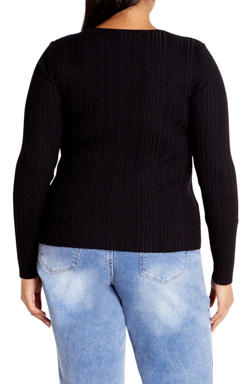 City Chic Tessa Cutout Rib Sweater In Black