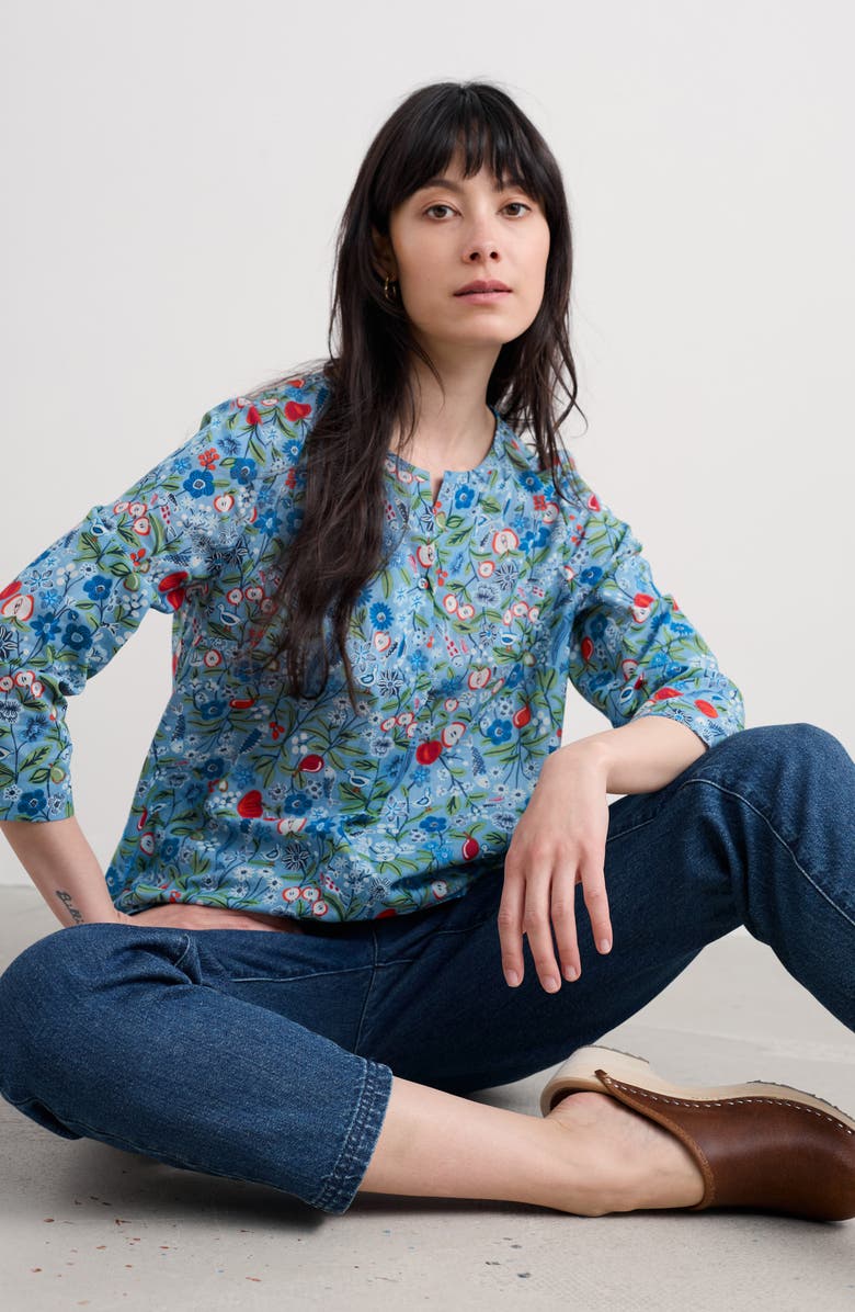 Seasalt Cornwall Watercolour Sketch Floral Print Woven Shirt, Alternate, color, Still Life Sea Holly