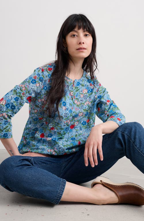 Seasalt Cornwall Watercolour Sketch Floral Print Woven Shirt In Multi