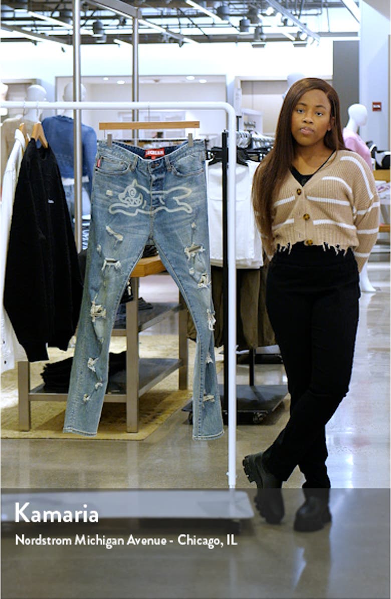 Running Dog Chocolate Fit Distressed Skinny Jeans, sales video thumbnail