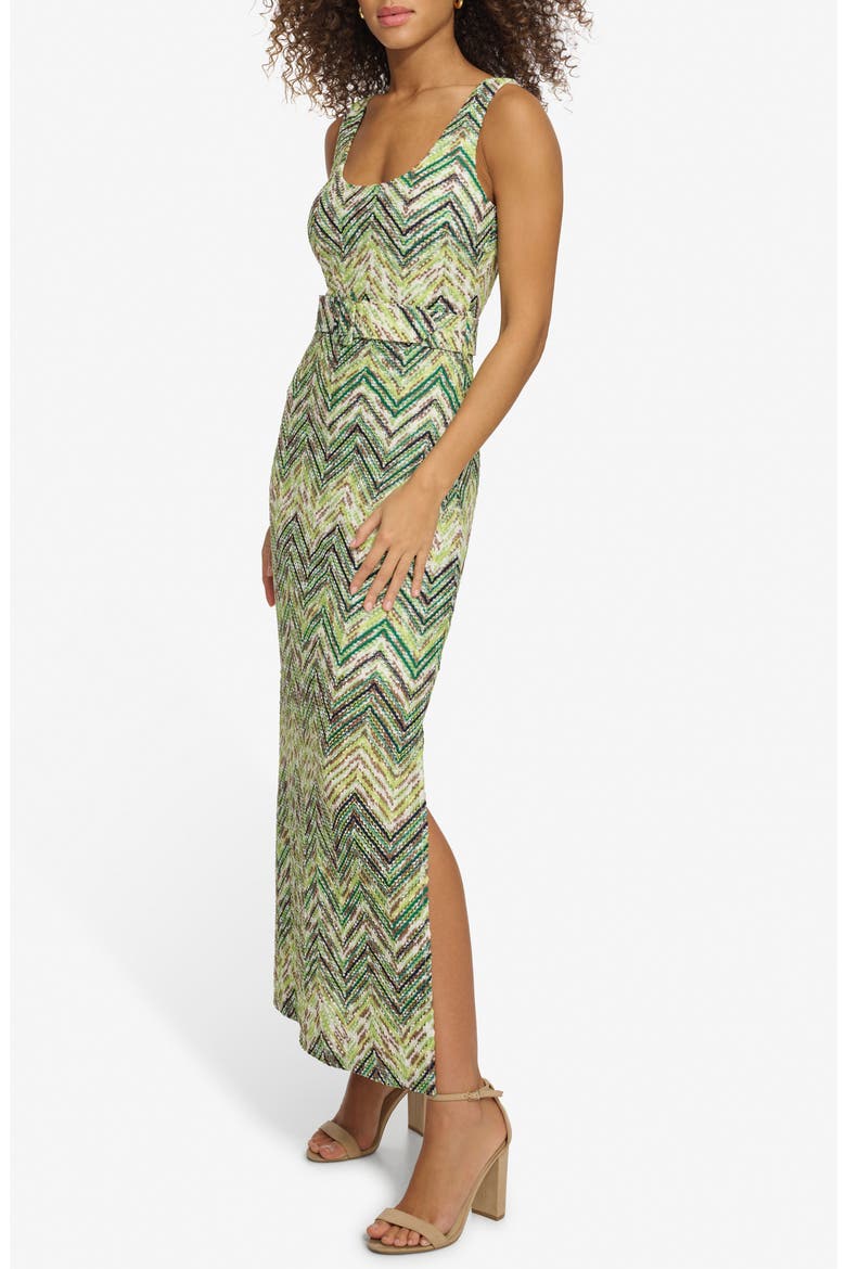 Zig Zag Knit Belted Maxi Dress, Alternate, color, GREEN MULTI
