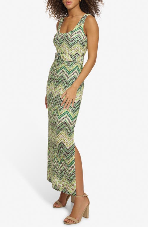 Siena Zig Zag Knit Belted Maxi Dress In Multi