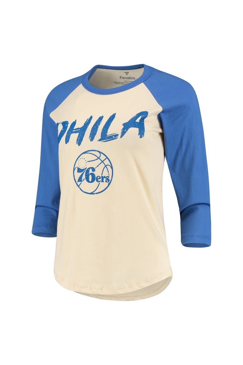 Women's Fanatics Branded Ben Simmons Cream Philadelphia 76ers Raglan 3/4-Sleeve T-Shirt, Alternate, color, Cream