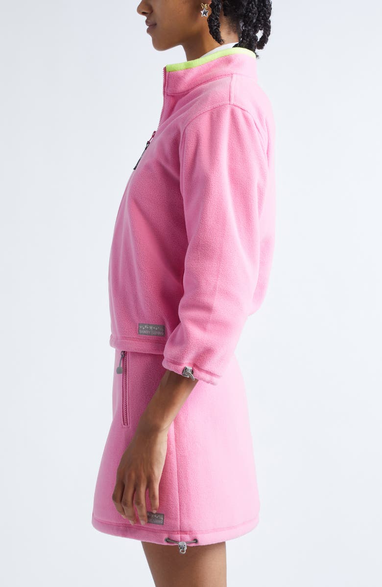 Sandy Liang Lilbean Polar Fleece Quarter Zip Pullover, Alternate, color, Pink