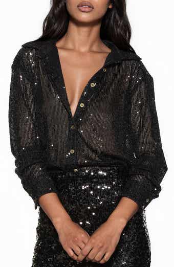 Quinn Sequin Button Front Shirt