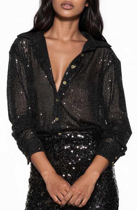 Quinn Sequin Button Front Shirt