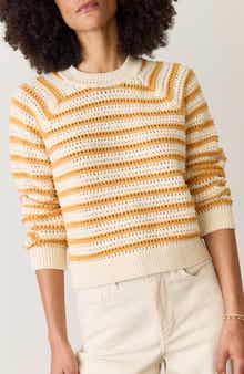 Marine Layer Stripe Open Stitch Crewneck Sweater