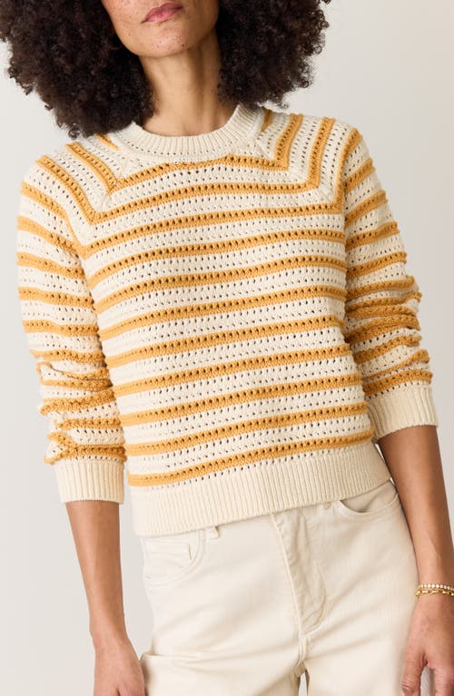 MARINE LAYER MARINE LAYER STRIPE OPEN STITCH CREWNECK SWEATER