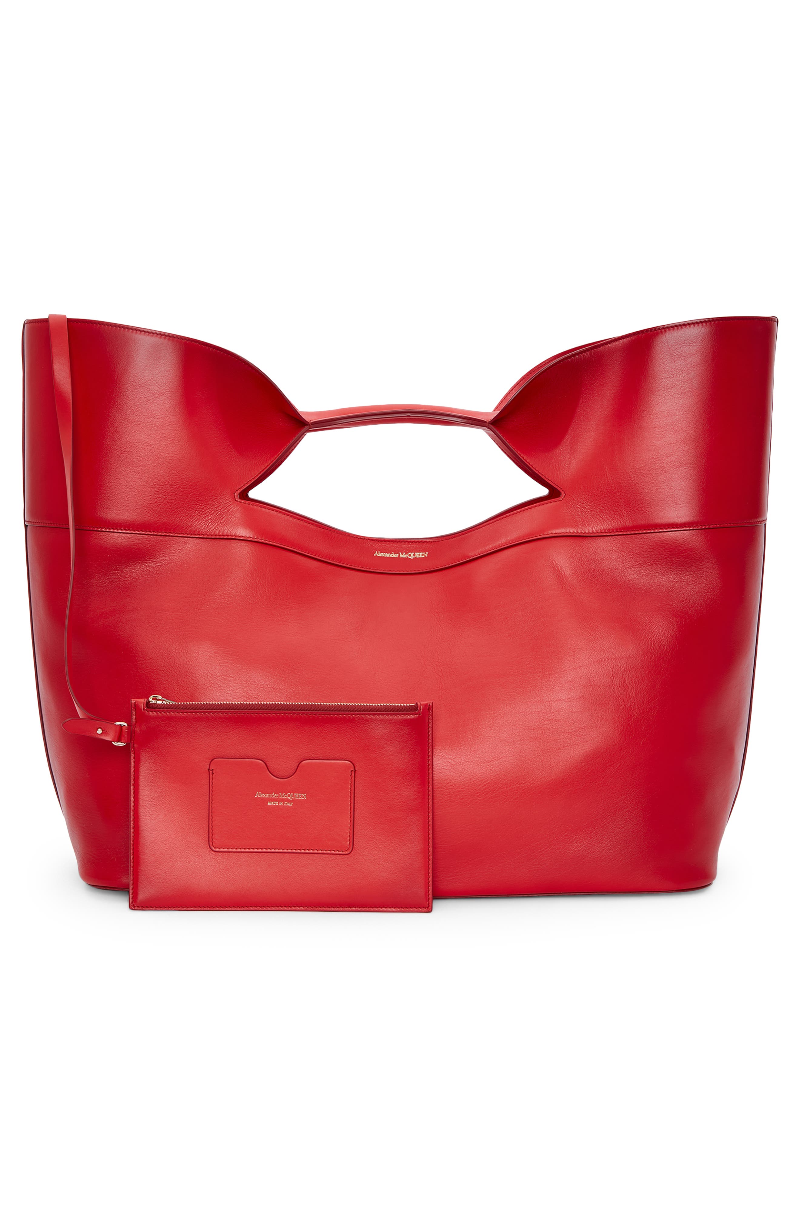 McQueen The Small Bow Leather Tote, Alternate, color, 