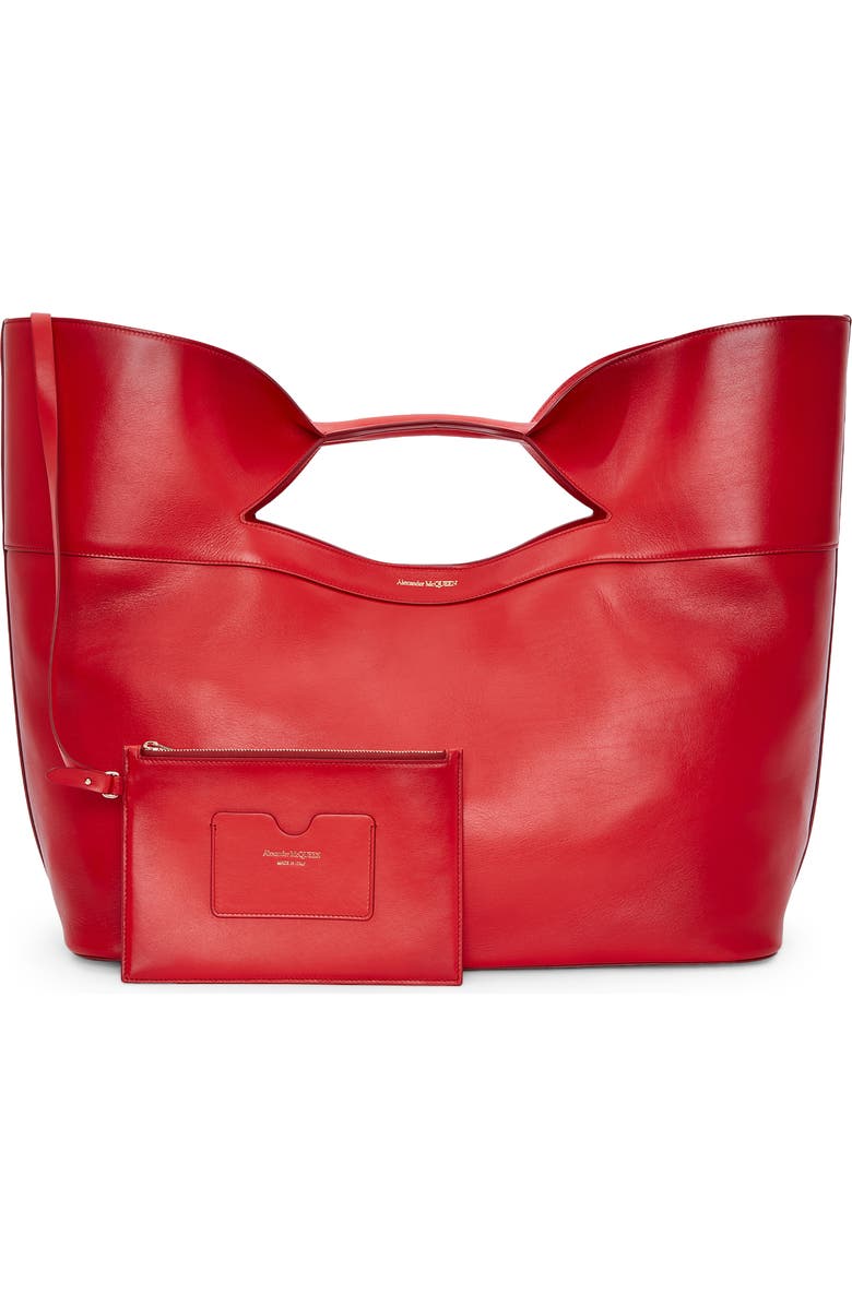 McQueen The Small Bow Leather Tote, Alternate, color,