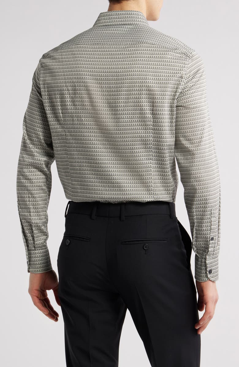 Emporio Armani Regular Fit Geometric Print Stretch Cotton Button-Up Shirt, Alternate, color, Grey