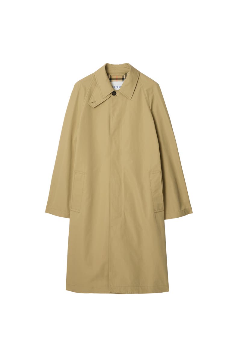 Burberry Long Cotton Car Coat, Alternate, color, Hamper Beige