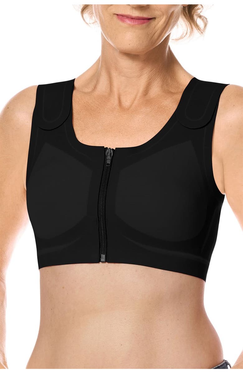 Amoena LymphFlow Wire-Free Front Closure Bra, Main, color, Black