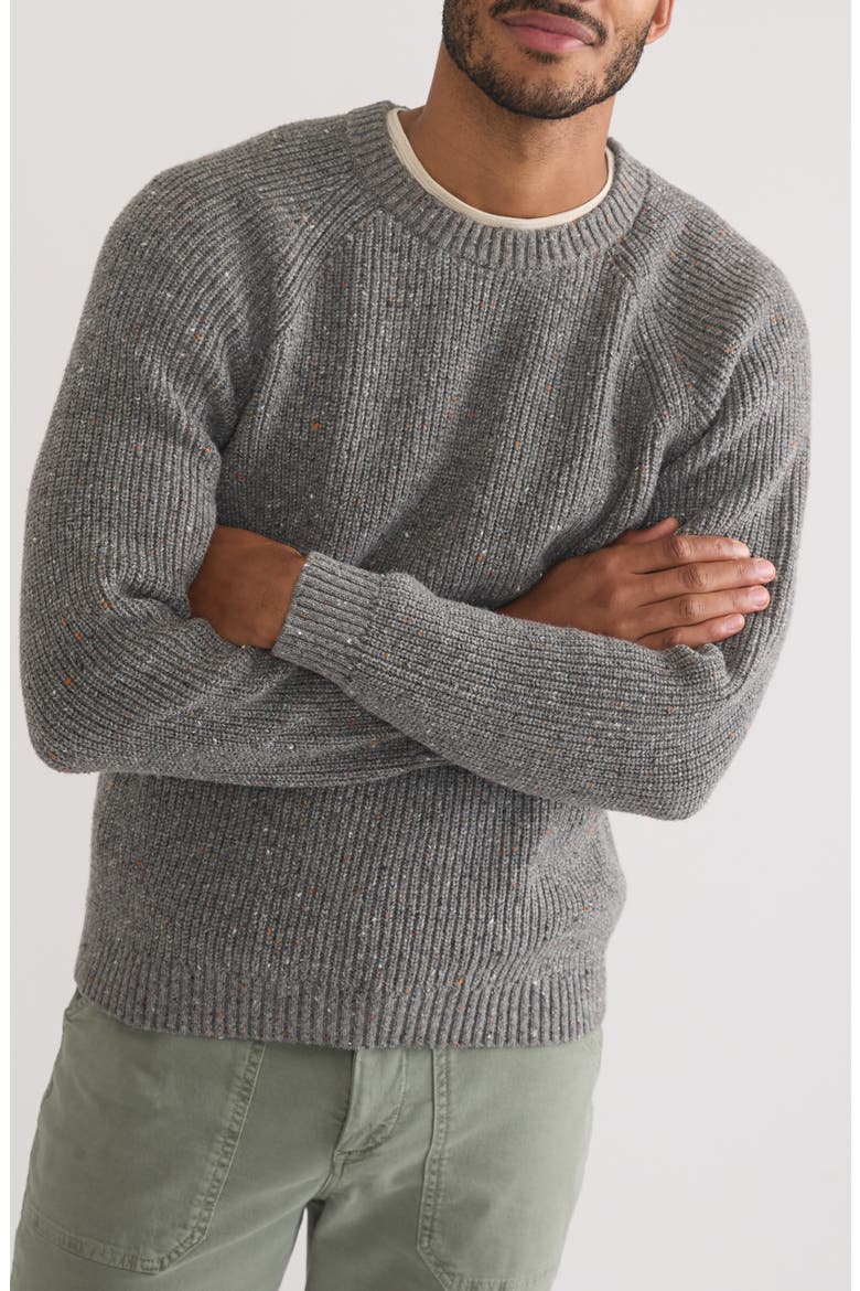 Inverness Crewneck Nep Cotton Blend Sweater, Alternate, color, MID GREY