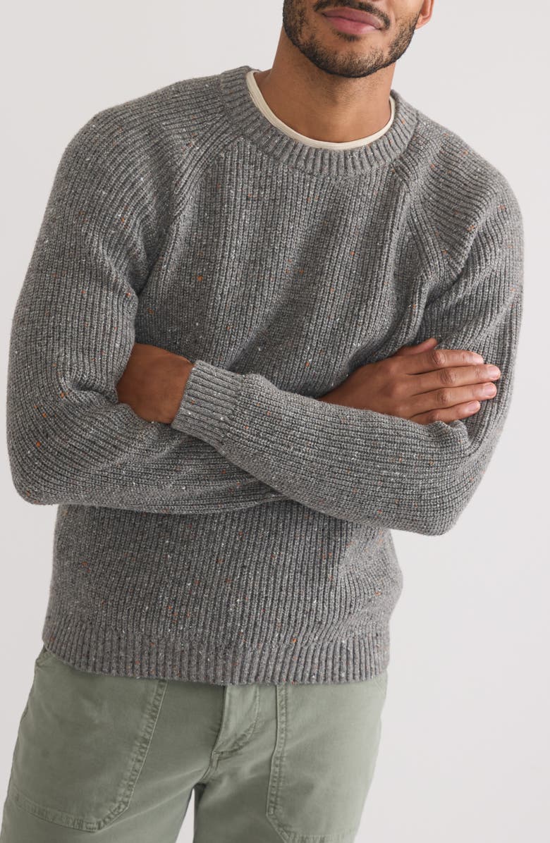 Marine Layer Inverness Crewneck Nep Cotton Blend Sweater, Alternate, color, Mid Grey