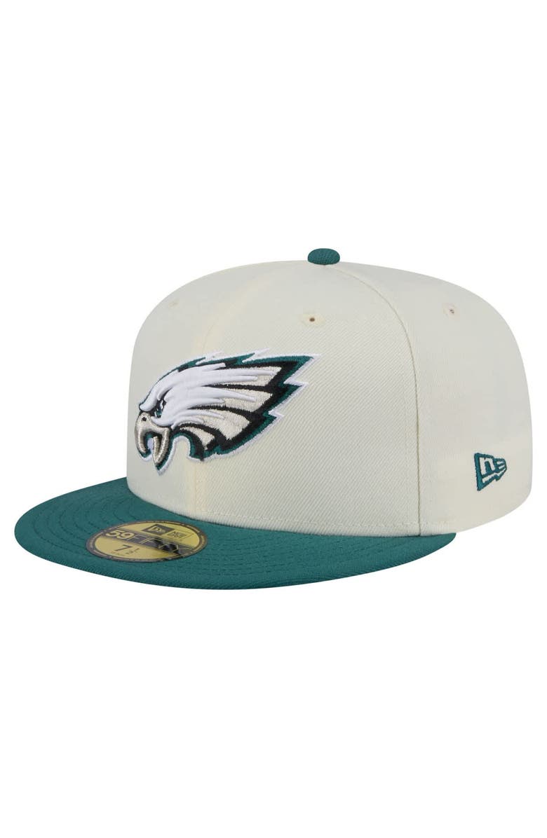 New Era Men's New Era  White/Midnight Green Philadelphia Eagles  Main 59FIFTY Fitted Hat, Main, color, 