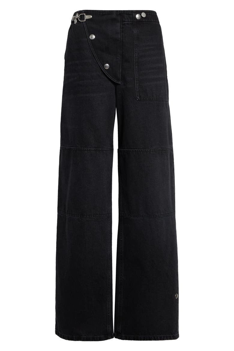 High Waist Snap Fly Panel Wide Leg Jeans, Main, color, 00N99 BLACK