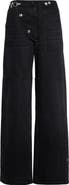 Marni High Waist Snap Fly Panel Wide Leg Jeans