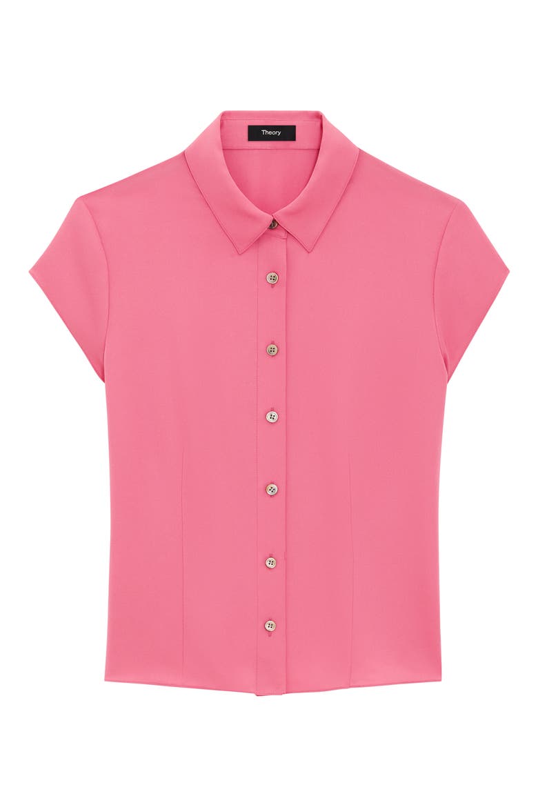 Cap Sleeve Silk Shirt, Alternate, color, BRT PINK