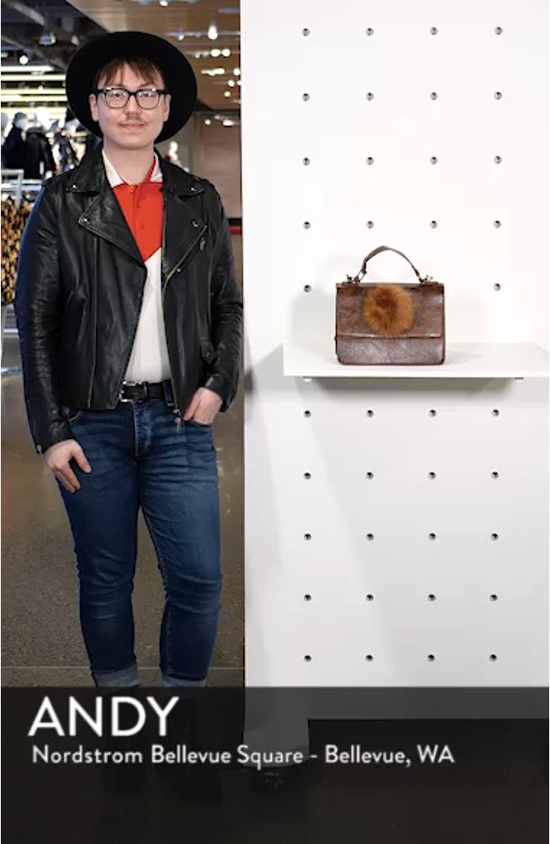 Eleanor Faux Leather Satchel with Faux Fur Pom, sales video thumbnail