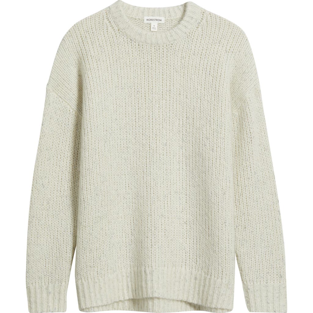 Nordstrom Metallic Crewneck Sweater In Gray