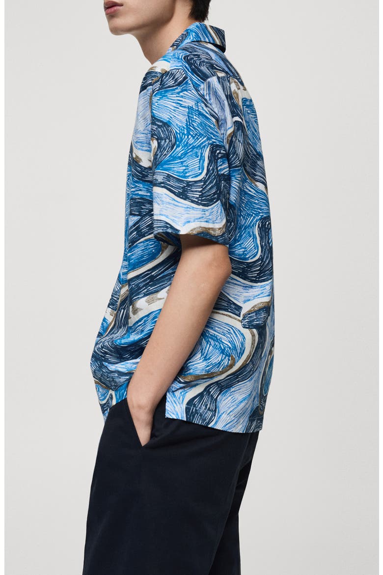 Regular Fit Print Camp Shirt, Alternate, color, BLUE