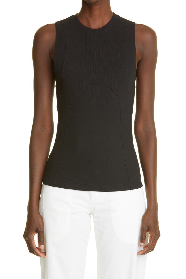 Gender Inclusive Dani Rib Stretch Cotton Tank, Main, color, BLACK