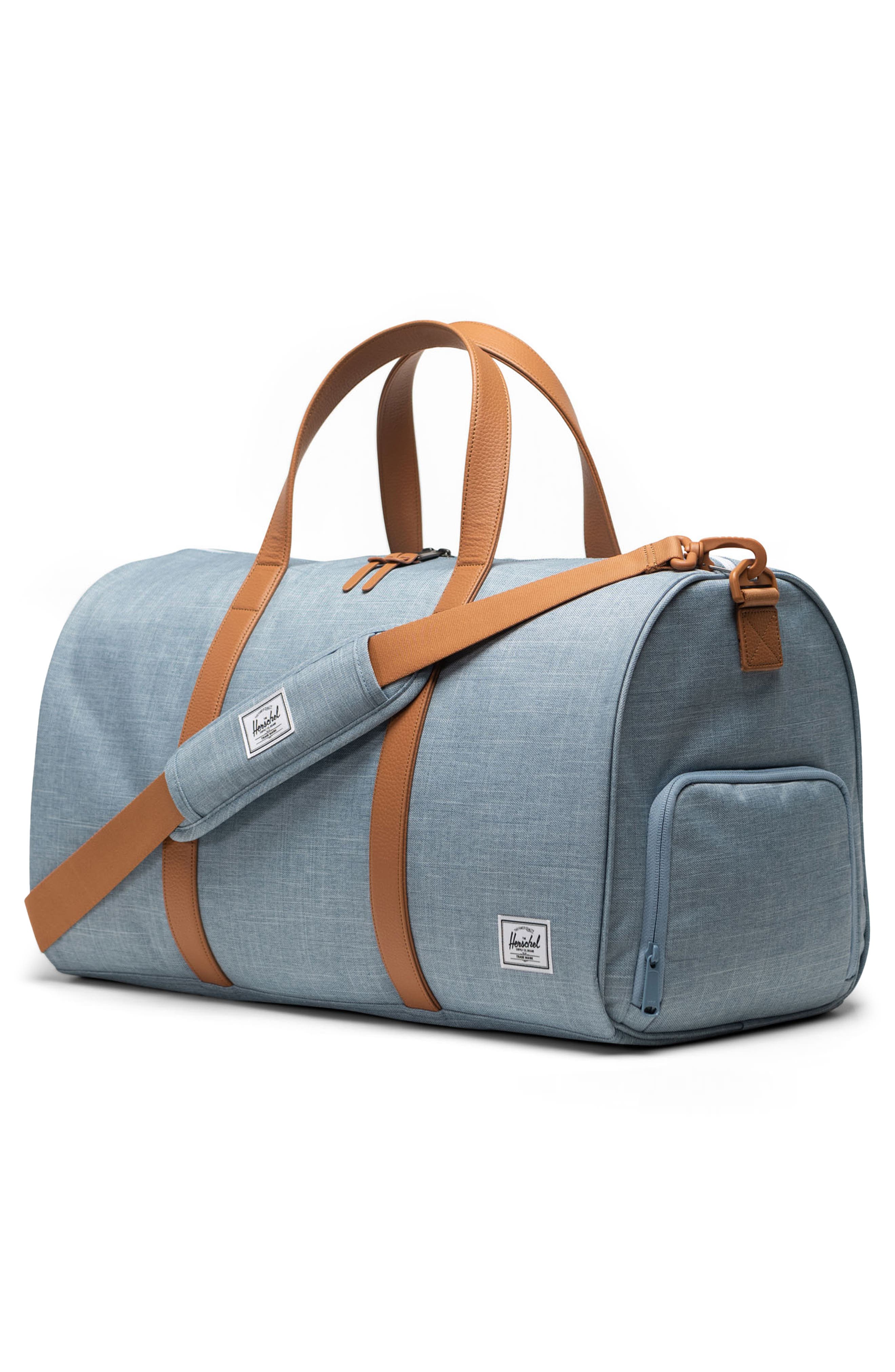 Herschel Supply Co. Novel Recycled Polyester Duffle Bag, Alternate, color, Ashley Blue Crosshatch